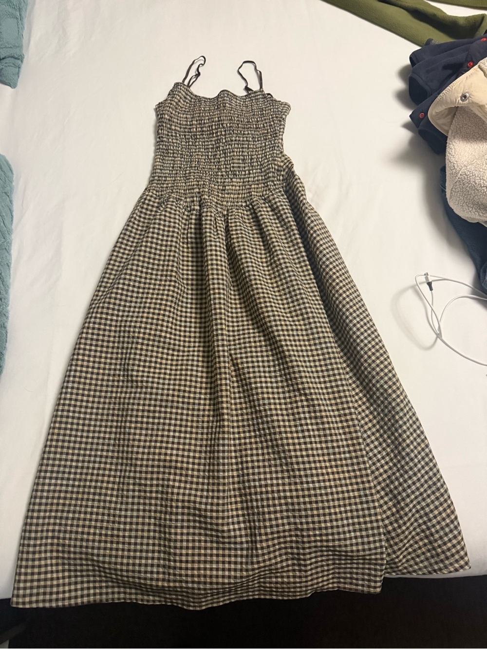Apres studio ballerina dress gingham brown and blue